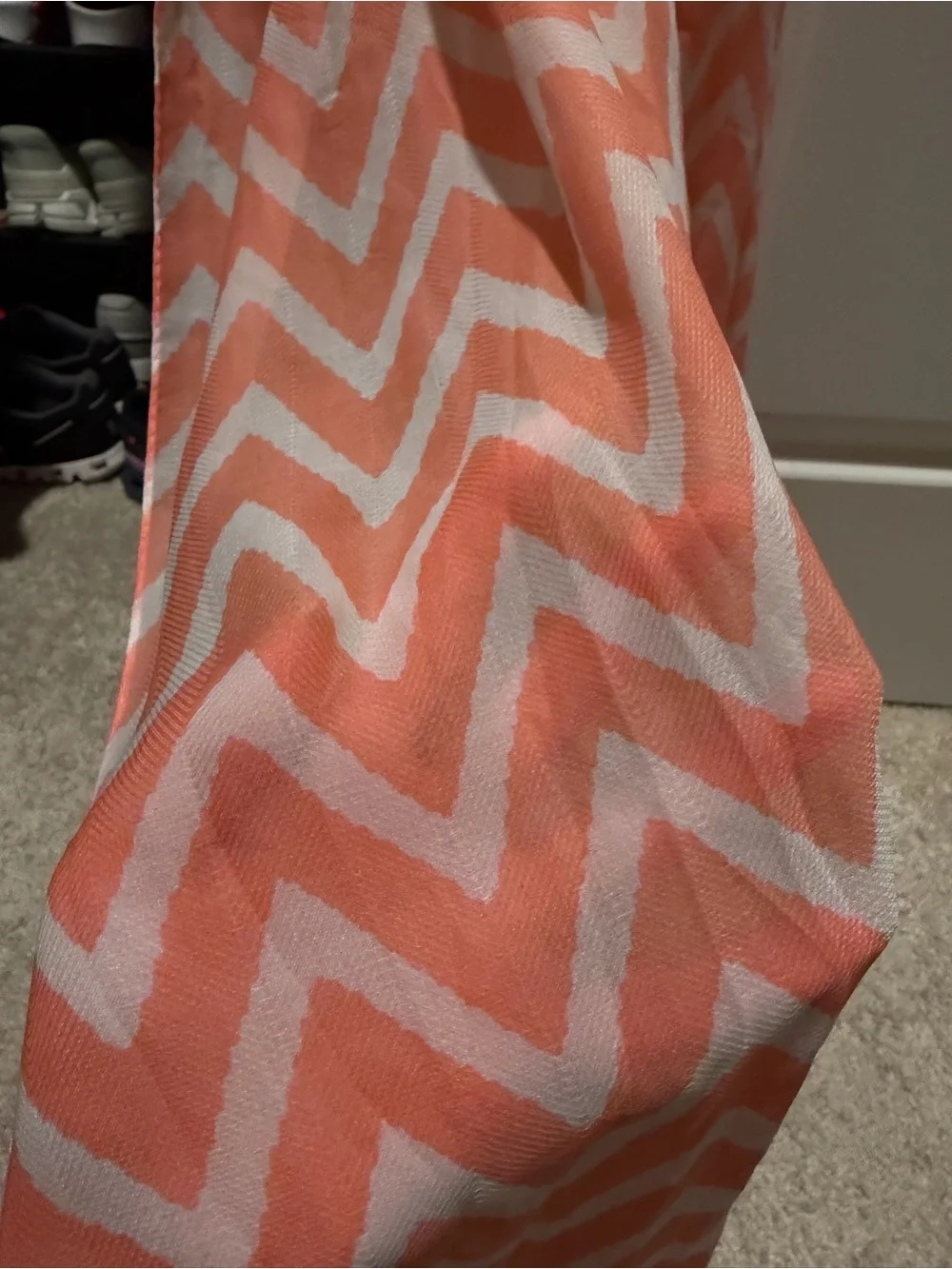 Capelli of New York Coral and White Chevron Scarf